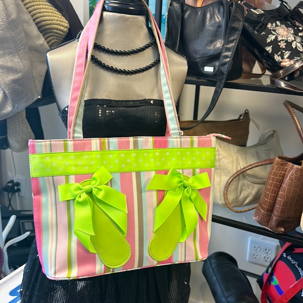 Flip Flop Summer Fun Striped Handbag